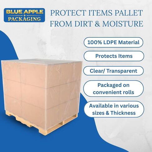 48" X 46" X 72" Clear Pallet Cover 1.5 Mil (Pack of 75) Plastic Pallet Top Cover on Rolls Dust & Moisture Protection Warehouse & Shipping Fits 48" x 40" Pallets up to 49" High in Saudi Arabia