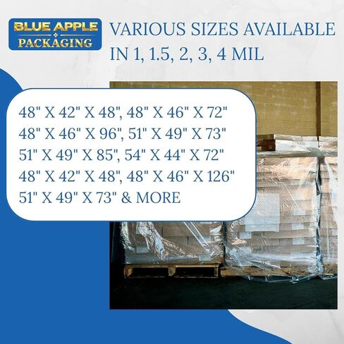 48" X 46" X 72" Clear Pallet Cover 1.5 Mil (Pack of 75) Plastic Pallet Top Cover on Rolls Dust & Moisture Protection Warehouse & Shipping Fits 48" x 40" Pallets up to 49" High in Saudi Arabia