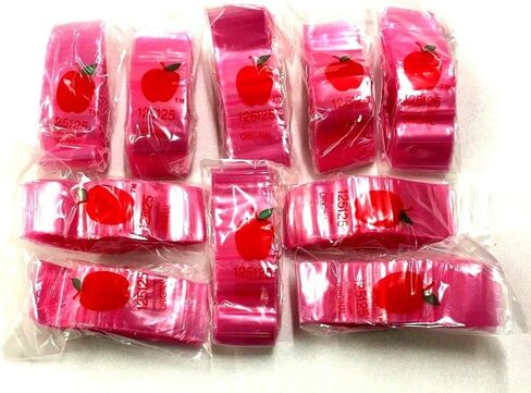 125125 (1.25 بوصة × 1.25 بوصة) أكياس وردية اللون من ماركة Apple حقائب صغيرة قابلة للإغلاق، علبة تحتوي على 1000 قطعة in Kuwait