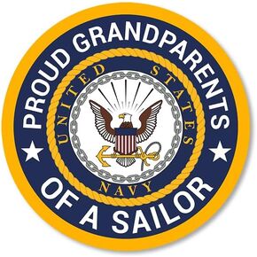 Round Proud Grandparents of a Sailor Sticker (Vinyl Decal United States Navy Naval Logo Laptop u.s. Cell or Laptop (3 inch) USN Licensed in Kuwait