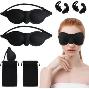 AceOrbit 6 Pcs Black Moisture Chamber Glasses for Dry Eyes Silicone Sleep Goggles Reusable Silicone Earplugs with Storage Bags for Sleeping Noise Reduction Deep Focus Travel in Kuwait