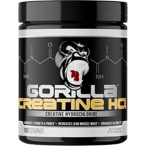 Gorilla Mind CON-CRĒT® Creatine HCl W/Pepsin, Unflavored | GI-Friendly Alternative | Muscle Size, Power Output, Strength, Brain Health & Performance | Convenient 2.5 Grams per Serving, 100 Servings in Saudi Arabia
