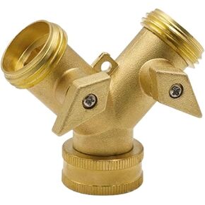 Brass Y Piece Two-Way Hose Connector Shut-Off Valve 2 Way Splitter All-Copper Garden Water Connectors Washer Adaptor Fittings in Kuwait