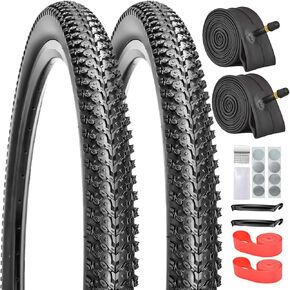26x1.95/2.1 & 29x2.1 Inch Foldable Mountain Bike Tires and Inner Tubes AV 32mm Schrader Valve with Repair Kit, Rim Strip, Tire Levers for Mountain, Commuter and Off-Road Bike in Saudi Arabia