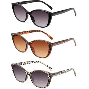 نظارات شمسية للقراءة ثنائية البؤرة من جوليسو مكونة من 3 قطع للنساء، 2 في 1 لقارئات الشمس UV400 مع مفصلات زنبركية للأنشطة الخارجية in Kuwait