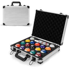 حقيبة كرات البلياردو صندوق حمل محمول مع مقبض، حافظة كرة بلياردو صلبة ذات سعة كبيرة مصنوعة من سبائك الألومنيوم لـ 8 كرات و9 كرات (الحقيبة فقط) (قابلة للقفل، المفتاح متضمن) in Kuwait