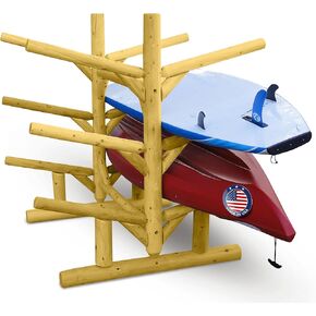 6-Place, Freestanding Garage Kayak Storage Rack, Surfboard Stands, SUP Racks, Surfboards Steady Stand, SUP Board Stand, Outdoor Storage Racks - Natural in Kuwait