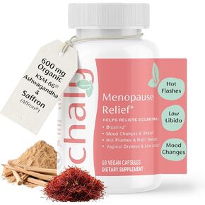Chaly Menopause Supplements for Women with Ashwagandha KSM 66 and Saffron | Hot Flash, Bloating, Libido, Vaginal Dryness, Stress, and Mood Support Supplement | Menopause Relief Supplements | 60 Count in Kuwait