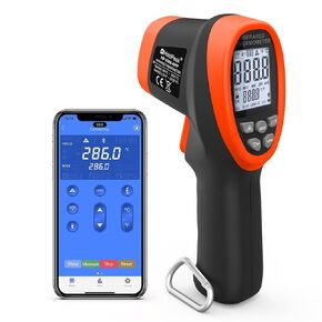 HOLDPEAK Non-Contact Infrared Thermometer with APP, High Temp Laser Temperature Gun (-58°F~2732°F), D:S=30:1, MAX/MIN/AVG/DIF, High/Low Temp Alarm, Backlight for Industrial & Home Use (NOT for Human) in Kuwait
