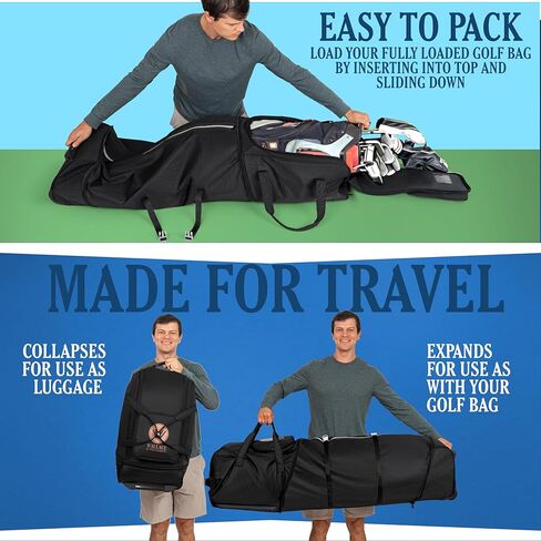 Golf Travel Bag with Wheels – Padded Airline-Approved Golf Club Travel Cover, Heavy-Duty Soft Sided Flight Bag with Reinforced Base & Carry Handles – Fits Full Size Cart & Stand Bags in Saudi Arabia