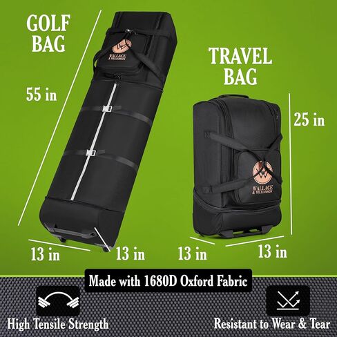 Golf Travel Bag with Wheels – Padded Airline-Approved Golf Club Travel Cover, Heavy-Duty Soft Sided Flight Bag with Reinforced Base & Carry Handles – Fits Full Size Cart & Stand Bags in Saudi Arabia