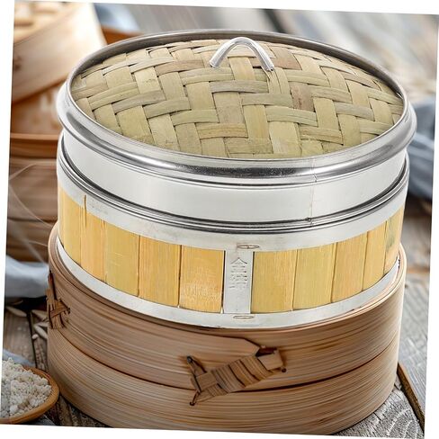 سلة طهي بالبخار التقليدية مع غطاء، جهاز طهي بالبخار النباتي للزلابية وكعك الباو والديم سوم للطهي التجاري المنزلي، تصميم قوي متعدد الاستخدامات in Kuwait