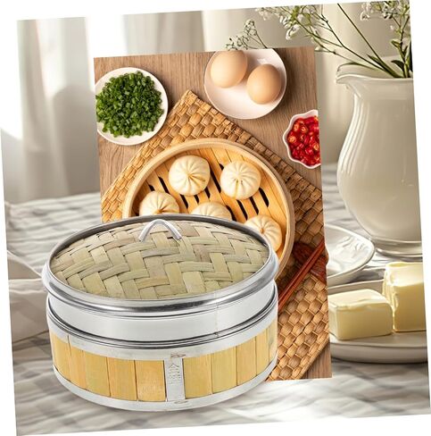 سلة طهي بالبخار التقليدية مع غطاء، جهاز طهي بالبخار النباتي للزلابية وكعك الباو والديم سوم للطهي التجاري المنزلي، تصميم قوي متعدد الاستخدامات in Kuwait