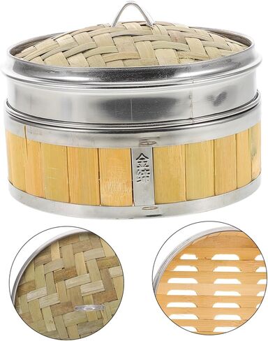 سلة طهي بالبخار التقليدية مع غطاء، جهاز طهي بالبخار النباتي للزلابية وكعك الباو والديم سوم للطهي التجاري المنزلي، تصميم قوي متعدد الاستخدامات in Kuwait