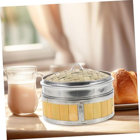 Alipis الأمثل لتبخير الأطعمة المتعددة، جهاز بخار مصنوع من الخيزران، سلة من الفولاذ المقاوم للصدأ، جهاز بخار للخضروات الزلابية in Kuwait