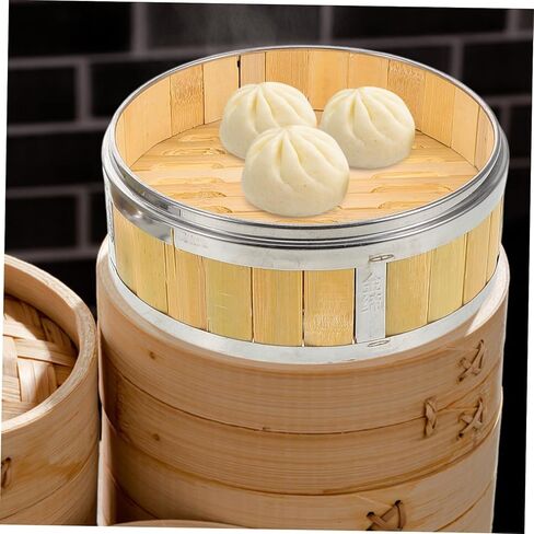 Alipis الأمثل لتبخير الأطعمة المتعددة، جهاز بخار مصنوع من الخيزران، سلة من الفولاذ المقاوم للصدأ، جهاز بخار للخضروات الزلابية in Kuwait