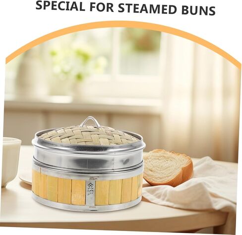 Alipis الأمثل لتبخير الأطعمة المتعددة، جهاز بخار مصنوع من الخيزران، سلة من الفولاذ المقاوم للصدأ، جهاز بخار للخضروات الزلابية in Kuwait