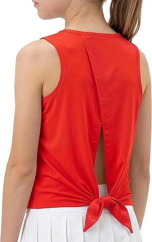 Spring&Gege Girls Athletic Tank Tops Tie Back Sleeveless Shirts, UPF 50+ Quick Dry Workout Tennis Yoga Running Tops in Saudi Arabia