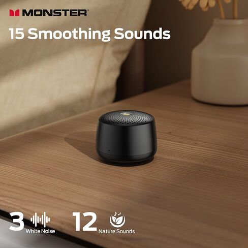 Monster Nano S36 Portable White Noise Machine with 15 Non-Looping Sleep Sounds, Bluetooth 6.0, Mini, Rechargeable Battery, Timer & Memory Function for Baby, Adult, Travel, Office in Saudi Arabia