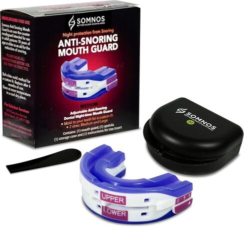 Somnos Anti Snore Mouthguard - Adjustable Sleep Mouth Guard for Snoring - Lightweight, Comfortable, and Effective for Reducing Snoring - Opens Airway for a Good Night’s Sleep - Size Medium … in Saudi Arabia