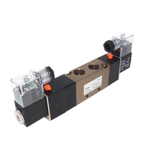 4V330 C.E.P-10 5/3 صمام هواء هوائي ذو ملف لولبي مزدوج، منفذ BSPT 3/8 بوصة، جهد متعدد لـ DC12V/24V AC110V/220V/380V(4V330P-10 DC24V، 8 مم) in Saudi Arabia