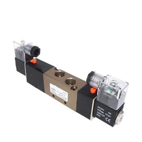4V330 C.E.P-10 5/3 صمام هواء هوائي ذو ملف لولبي مزدوج، منفذ BSPT 3/8 بوصة، جهد متعدد لـ DC12V/24V AC110V/220V/380V(4V330E-10 AC110V، 6 مم) in Kuwait
