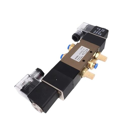 4V330 C.E.P-10 5/3 صمام هواء هوائي ذو ملف لولبي مزدوج، منفذ BSPT 3/8 بوصة، جهد متعدد لـ DC12V/24V AC110V/220V/380V(4V330E-10 DC24V، 6 مم) in Kuwait
