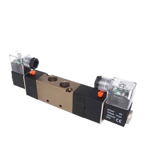 4V330 C.E.P-10 5/3 صمام هواء هوائي ذو ملف لولبي مزدوج، منفذ BSPT 3/8 بوصة، جهد متعدد لـ DC12V/24V AC110V/220V/380V(4V330E-10 DC24V، 6 مم) in Kuwait