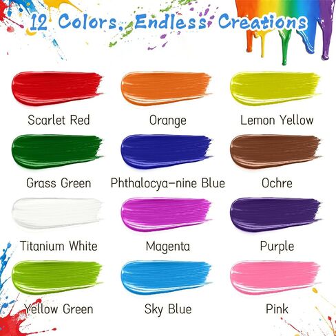 NewFamily Washable Finger Paint for Toddlers & Kids, 10 Large 2 fl oz (60 ml) Bottles, Non-Toxic Finger Paint, Mess-Free Squeeze Bottles, Art Supplies for Home, Preschool & Classroom in Kuwait