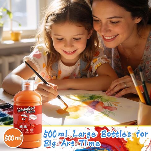 NewFamily Washable Finger Paint for Toddlers & Kids, 10 Large 2 fl oz (60 ml) Bottles, Non-Toxic Finger Paint, Mess-Free Squeeze Bottles, Art Supplies for Home, Preschool & Classroom in Kuwait