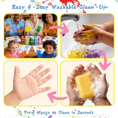 NewFamily Washable Finger Paint for Toddlers & Kids, 10 Large 2 fl oz (60 ml) Bottles, Non-Toxic Finger Paint, Mess-Free Squeeze Bottles, Art Supplies for Home, Preschool & Classroom in Kuwait