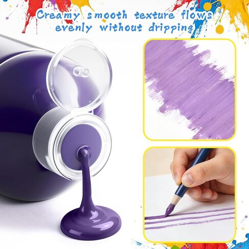 NewFamily Washable Finger Paint for Toddlers & Kids, 10 Large 2 fl oz (60 ml) Bottles, Non-Toxic Finger Paint, Mess-Free Squeeze Bottles, Art Supplies for Home, Preschool & Classroom in Kuwait