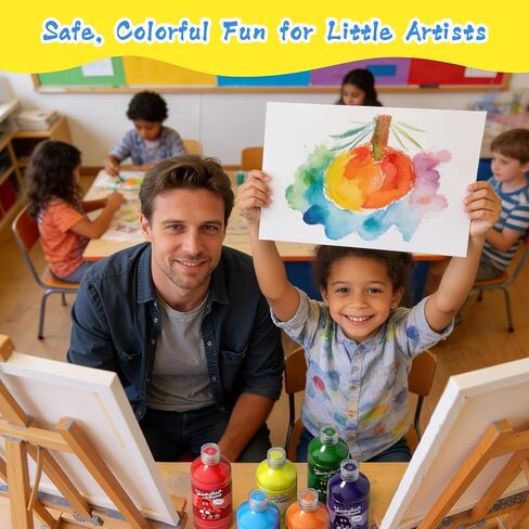 NewFamily Washable Finger Paint for Toddlers & Kids, 10 Large 2 fl oz (60 ml) Bottles, Non-Toxic Finger Paint, Mess-Free Squeeze Bottles, Art Supplies for Home, Preschool & Classroom in Kuwait