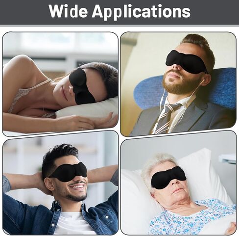 AceOrbit 6 Pcs Black Moisture Chamber Glasses for Dry Eyes Silicone Sleep Goggles Reusable Silicone Earplugs with Storage Bags for Sleeping Noise Reduction Deep Focus Travel in Saudi Arabia
