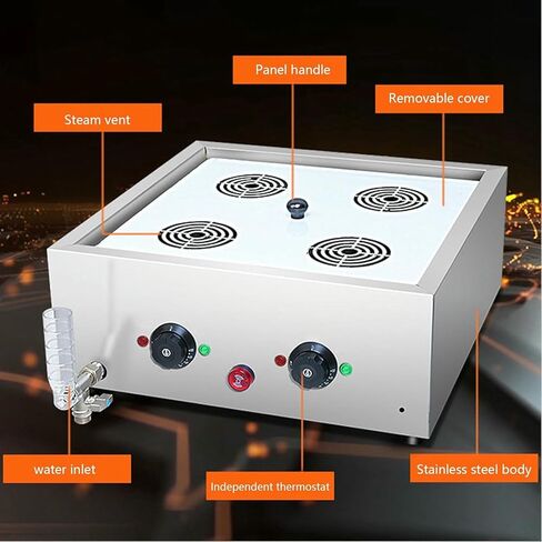 Commercial Machine to Prepare Steamed Buns, Stainless Steel Electric Steel of 2, 4 and 6 Holes for Buns, Bun Heater with Antisecado Alarm and Early Control Knob in Saudi Arabia