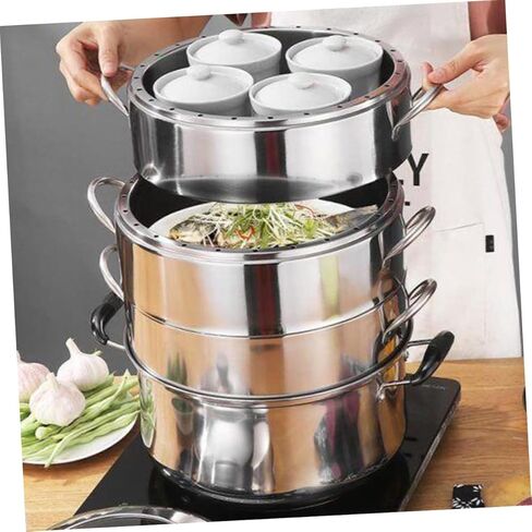 304 Stainless Steel Steaming Basket Set Removable Base Household Food Steamer for Cooking Dim Sum Vegetables and Buns Dishwasher Safe Stackable Design in Saudi Arabia