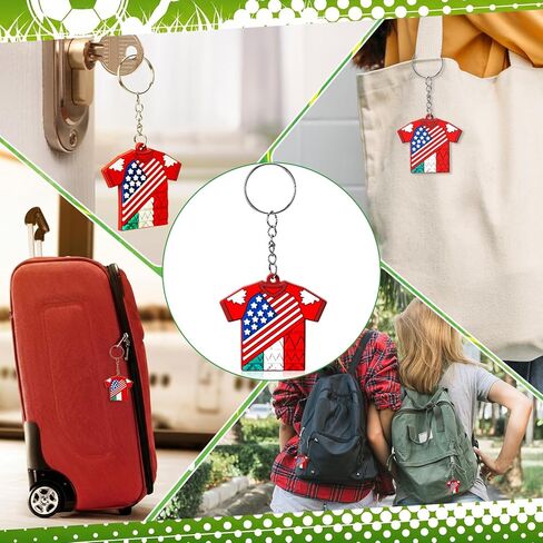 Nosiny 60 Pcs Soccer Jersey Silicone Keychain Soccer Fan Souvenir Gifts Bulk Sport Fan Keychain for Sport Tournaments and Events, United States, Canada and Mexico Design in Saudi Arabia