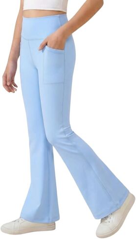 WELAKEN Flare Yoga Pants with Pockets for Girls – High Waist Active Bell-Bottom Leggings in Saudi Arabia
