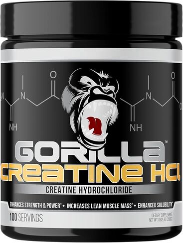 Gorilla Mind CON-CRĒT® Creatine HCl W/Pepsin, Unflavored | GI-Friendly Alternative | Muscle Size, Power Output, Strength, Brain Health & Performance | Convenient 2.5 Grams per Serving, 100 Servings in Saudi Arabia