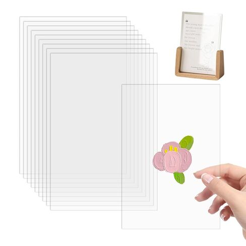 10pcs Clear Acrylic Perspex Sheets, Transparent Acrylic Sheet, 1mm Thick 10 x 15cm Acrylics Plastic Sheet for Craft Projects, DIY Display,Replacement Picture Frame Glass Painting in Saudi Arabia