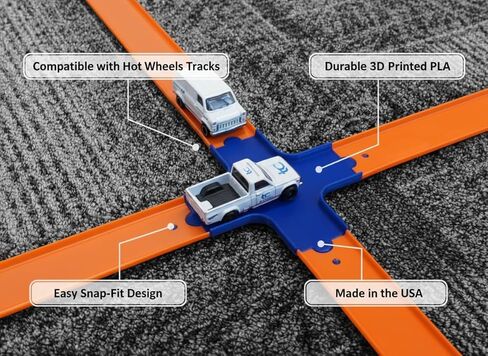 حزمة المسار الإضافية المتوافقة مع Hot Wheels - بلاستيك PLA الصديق للبيئة، قطع تخطيط المسار متعددة الاستخدامات (أزرق) in Kuwait