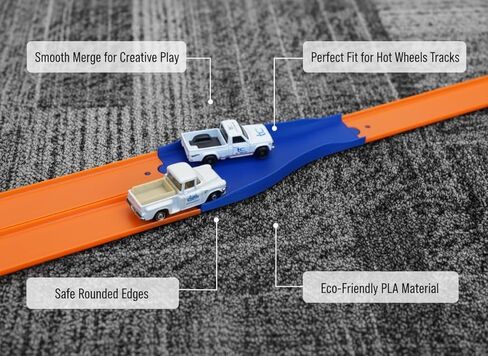 حزمة المسار الإضافية المتوافقة مع Hot Wheels - بلاستيك PLA الصديق للبيئة، قطع تخطيط المسار متعددة الاستخدامات (أزرق) in Kuwait