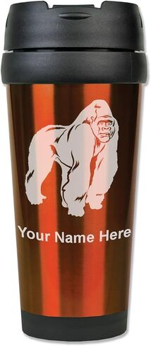 LaserGram 16oz Coffee Travel Mug, Gorilla, Personalized Engraving Included (Dark Blue) in Saudi Arabia