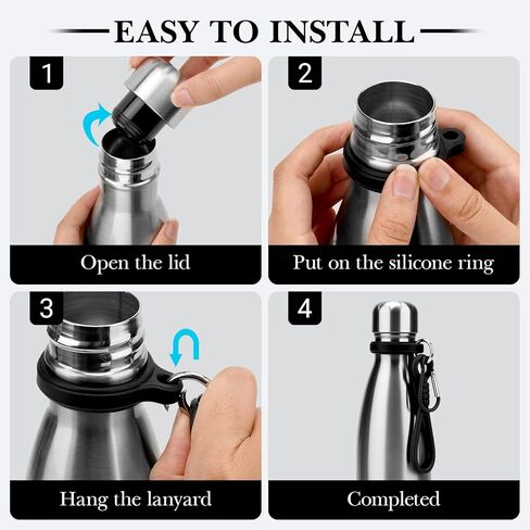 حزام مقبض زجاجة المياه من Linkidea للزجاجات ذات الفم الضيق على شكل كولا، متوافق مع S Original 9oz/17oz/25oz، مقبض حامل سيليكون بديل مع مشبك لحقيبة الظهر in Saudi Arabia