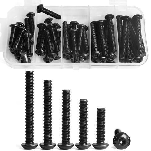 SUNXULIMI M5 x 20/25/30/35/40mm Button Head Socket Screws M5 Bolts, 10.9 Grade Alloy Steel, Bright Finish, Metric Allen Hex Drive, Fully Threaded, 50PCS in Saudi Arabia
