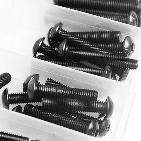 SUNXULIMI M5 x 20/25/30/35/40mm Button Head Socket Screws M5 Bolts, 10.9 Grade Alloy Steel, Bright Finish, Metric Allen Hex Drive, Fully Threaded, 50PCS in Saudi Arabia