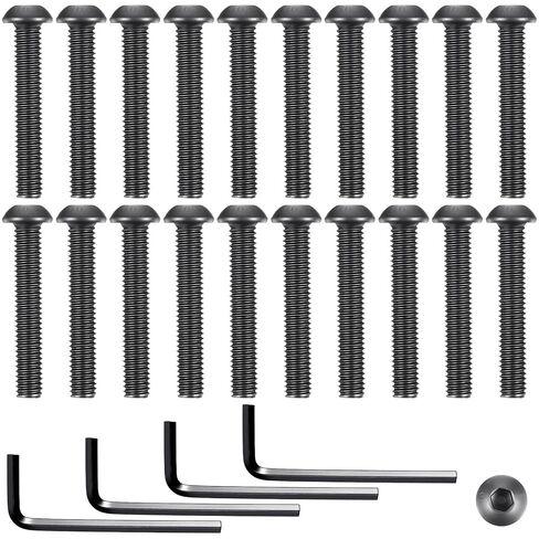 Sibba Flat Head Hex Socket Cap Screws Bolts M6 x 35mm 20Pcs Carbon Steel Furniture Assembly Bolts Full Thread Black Oxide Finish with 4 Hex Spanners for DIY Projects Machine Screws Hardware Fasteners in Saudi Arabia