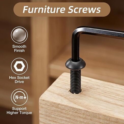 Sibba Flat Head Hex Socket Cap Screws Bolts M6 x 35mm 20Pcs Carbon Steel Furniture Assembly Bolts Full Thread Black Oxide Finish with 4 Hex Spanners for DIY Projects Machine Screws Hardware Fasteners in Saudi Arabia