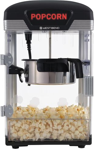 West Bend Stir Crazy Movie Theater Popcorn Popper, Gourmet Popcorn Maker Machine with Nonstick Popcorn Kettle and Popcorn Scoop for Popcorn Machine, 4 Qt., Black in Saudi Arabia