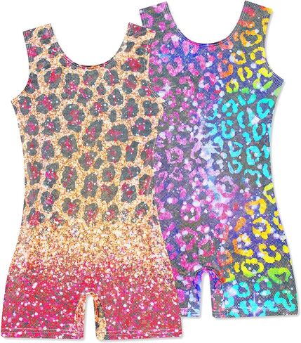 Idgreatim 2 حزمة من ثياب الجمباز للفتيات سباركلي للأطفال وحدات الرقص لأداء رقص الباليه المتدلي من 4 إلى 8 سنوات in Kuwait